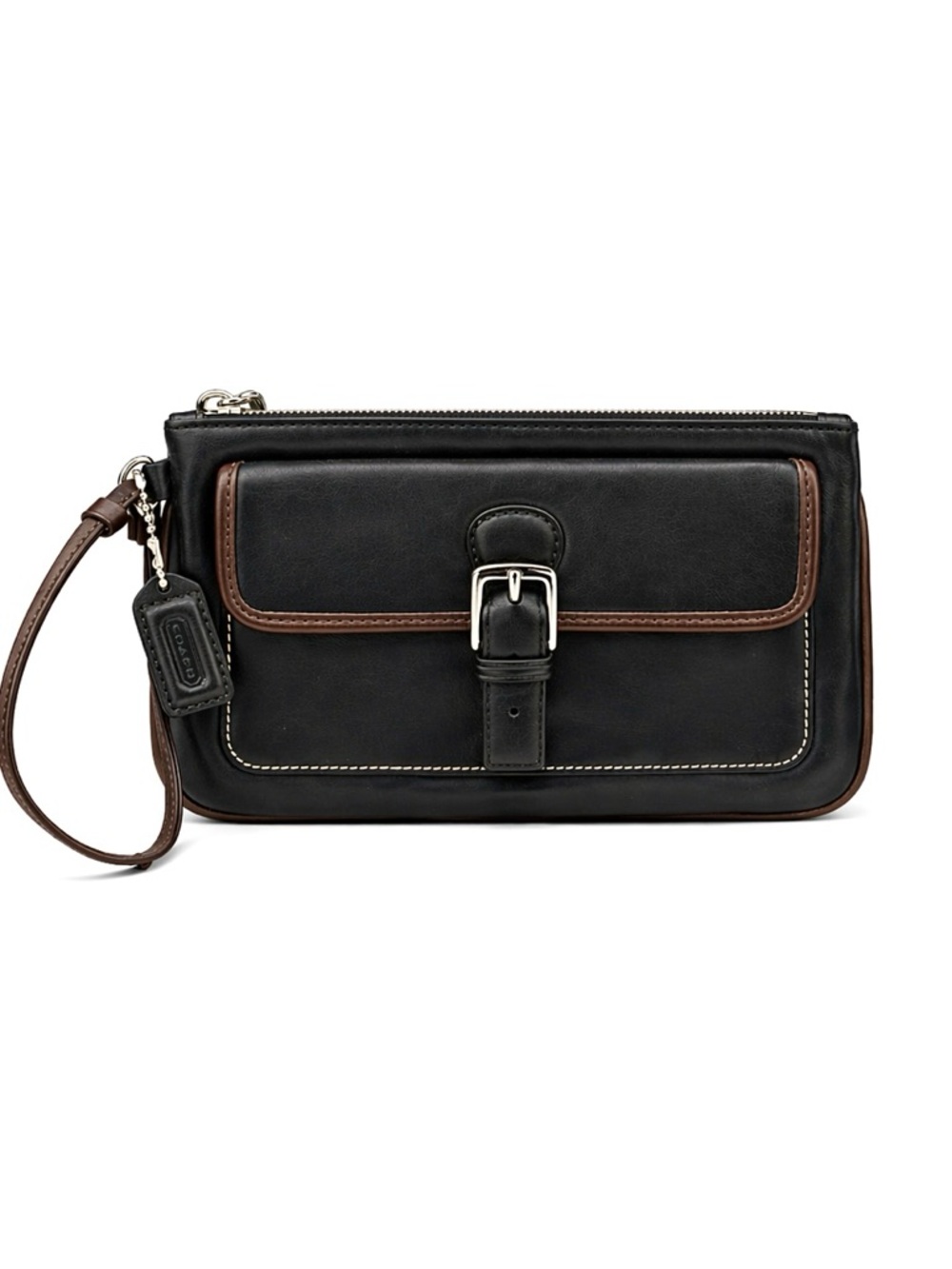 COACH SoHo Vintage Black & Brown Leather Wristlet - Picture 1 of 11